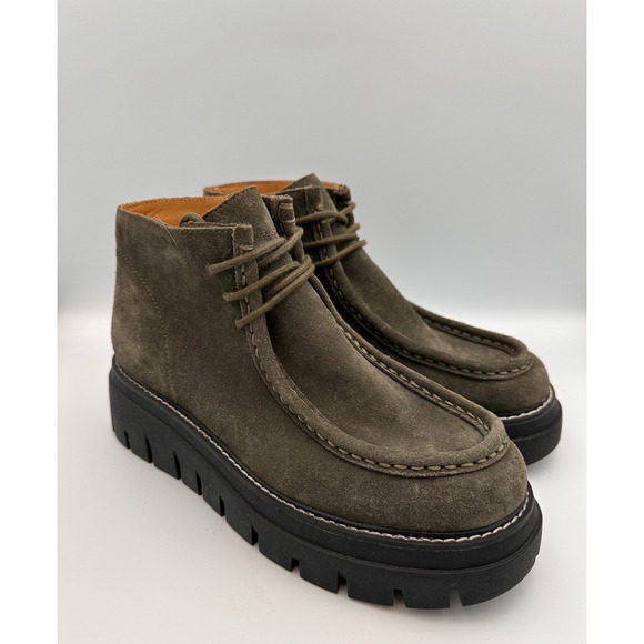 J Slides Treasure Platform Bootie Suede Chukka Boots Chunky Olive Green Sz 7.5